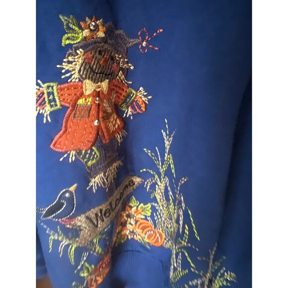 Alfred Dunner Navy Fall Harvest Sweatshirt – Embroidered, Women’s - Picture 2 of 6